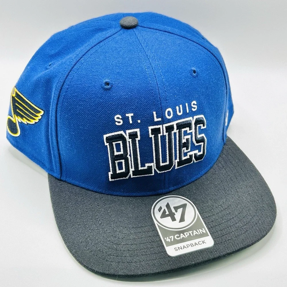 St. Louis Blues '47 Brand Wordmark 2-Tone Captain Hat Cap Snapback Adjustable
